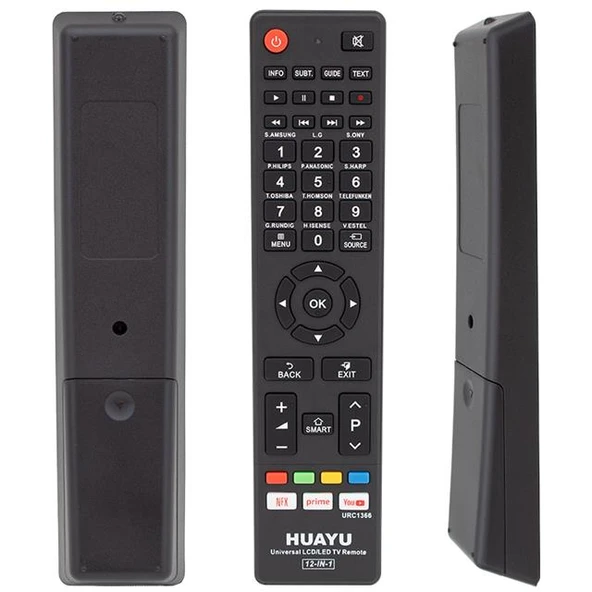 Huayu URC1366 12İn1 Netflix Prime Youtube Tuşlu Universal Akıllı Kumanda Blisterli ürün görseli 1