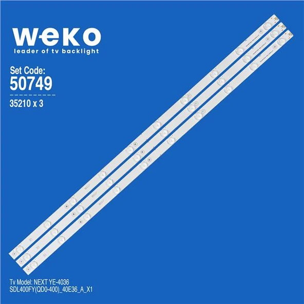 Wkset-5749 35210X3 Sdl400fy(Qd0-400)_40E36_A_X1  3 Adet Led Bar 1,3 Volt (Tvnizi açıp içindeki led barla birebir aynısı olduğunu görmeden almayınız. Sonrasında iade ALMAMAKTAYIZ.) ürün görseli 1
