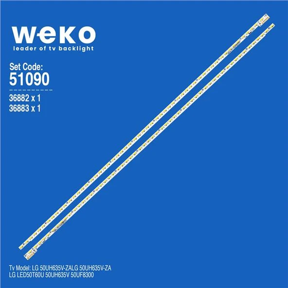 Wkset-6090 36882X1 36883X1 V500dk1-Ks2-Tl/Rem02 2 Adet Led Bar (56Led) (Tvnizi açıp içindeki led barla birebir aynısı olduğunu görmeden almayınız. Sonrasında iade ALMAMAKTAYIZ.) ürün görseli 1