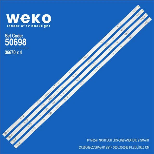 Wkset-5698 36670X4 Cx50d09-Zc56ag-04 9S1P 303Cx50063  4 Adet Led Bar (Tvnizi açıp içindeki led barla birebir aynısı olduğunu görmeden almayınız. Sonrasında iade ALMAMAKTAYIZ.) ürün görseli 1