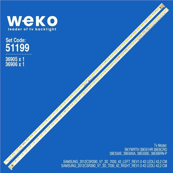Skyworth 39E500E 39'' 2 Adet Tv Led Bar (Tvnizi açıp içindeki led barla birebir aynısı olduğunu görmeden almayınız. Sonrasında iade ALMAMAKTAYIZ.) ürün görseli 1
