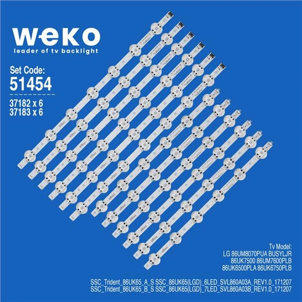 Wkset-6454 37182X6 37183X6  Ssc_Trident_86Uk65_A/B_S  12 Adet Led Bar (Tvnizi açıp içindeki led barla birebir aynısı olduğunu görmeden almayınız. Sonrasında iade ALMAMAKTAYIZ.) ürün görseli 1