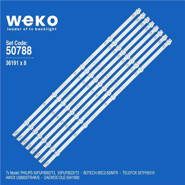 Wkset-5788 36191X8 K550wdc1 A2 4708-K550wd-A2113N01 8 Adet Led Bar (6V) (Tvnizi açıp içindeki led barla birebir aynısı olduğunu görmeden almayınız. Sonrasında iade ALMAMAKTAYIZ.) ürün görseli 1