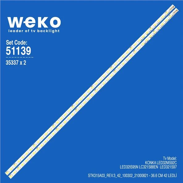 Wkset-6139 35337X2 Stk315a03_Rev.3_42_100302_21000821 2 Adet Led Bar (42Led) (Tvnizi açıp içindeki led barla birebir aynısı olduğunu görmeden almayınız. Sonrasında iade ALMAMAKTAYIZ.) ürün görseli 1
