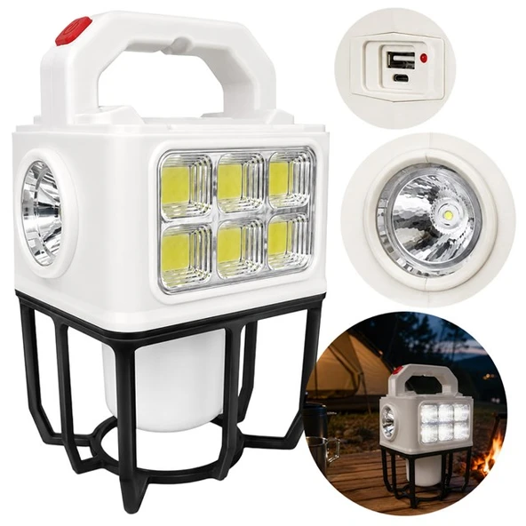 Powermaster PM-26460 Çok Fonksiyonlu Solar Kamp Lambası Güneş Panelli Masa Lambası Ve El Feneri ürün görseli 1