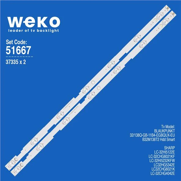 Sharp LC32HG5342E 32'' 2 Adet Tv Led Bar (Tvnizi açıp içindeki led barla birebir aynısı olduğunu görmeden almayınız. Sonrasında iade ALMAMAKTAYIZ.) ürün görseli 1