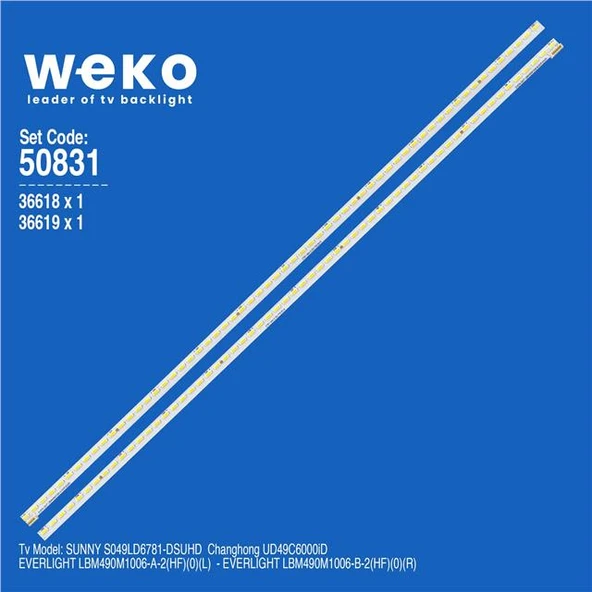 Wkset-5831 36618X1 36619X1 Everlıght Lbm490m1006-A-B 2 Adet Led Bar (60Led) (Tvnizi açıp içindeki led barla birebir aynısı olduğunu görmeden almayınız. Sonrasında iade ALMAMAKTAYIZ.) ürün görseli 1