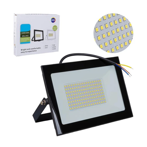 Powermaster PM-22572 100 Watt - 220 Volt 6500K IP66 150* Işık Açısı Siyah Slim Kasa Beyaz Led Projektör ürün görseli 1