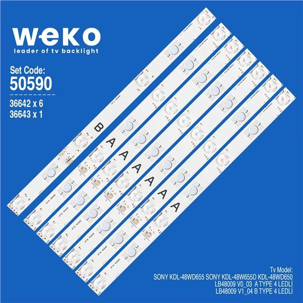 Wkset-5590 36642X6 36643X1 Lb48009  7 Adet Led Bar (Tvnizi açıp içindeki led barla birebir aynısı olduğunu görmeden almayınız. Sonrasında iade ALMAMAKTAYIZ.) ürün görseli 1
