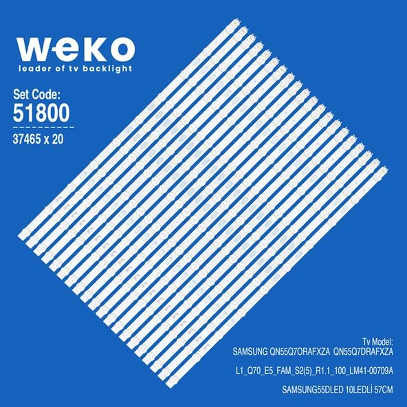 Wkset-6800 37465X20 L1_Q70_E5_Fam_S2(5)_R1.1_100_Lm41-00709A 20 Adet Led Bar (Tvnizi açıp içindeki led barla birebir aynısı olduğunu görmeden almayınız. Sonrasında iade ALMAMAKTAYIZ.) ürün görseli 1