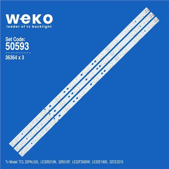 Wkset-5593 36364X3 Led315d10-07 (B)  Pn:30331510219 3 Adet Led Bar (Tvnizi açıp içindeki led barla birebir aynısı olduğunu görmeden almayınız. Sonrasında iade ALMAMAKTAYIZ.) ürün görseli 1