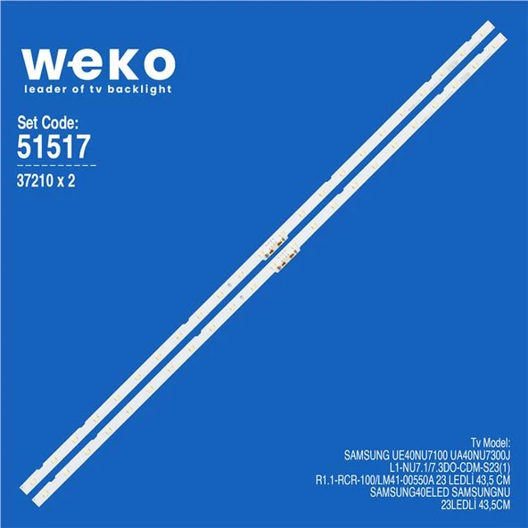 Wkset-6517 37210X2 Aot_40_Nu7100f L1-Nu7.1/7.3Do-Cdm-S23(1)  2 Adet Led Bar (23Led) (Tvnizi açıp içindeki led barla birebir aynısı olduğunu görmeden almayınız. Sonrasında iade ALMAMAKTAYIZ.) ürün görseli 1