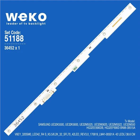 Samsung UE32M550 32'' 1 Adet Tv Led Bar (Tvnizi açıp içindeki led barla birebir aynısı olduğunu görmeden almayınız. Sonrasında iade ALMAMAKTAYIZ.) ürün görseli 1