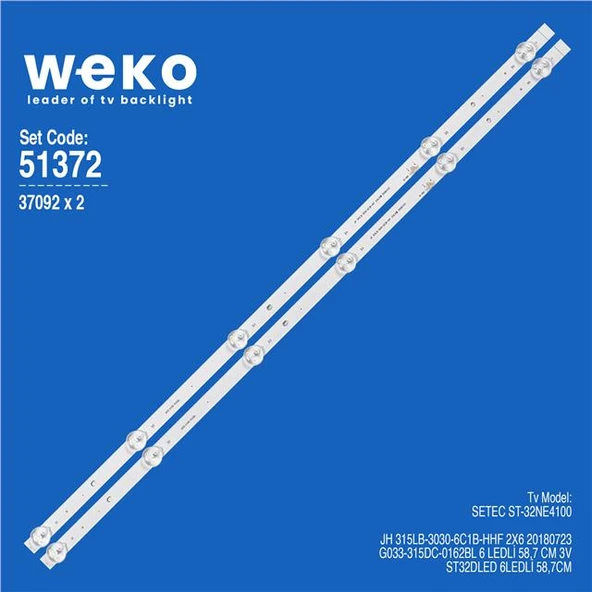 Setec ST-32NE4100 32'' 2 Adet Tv Led Bar (Tvnizi açıp içindeki led barla birebir aynısı olduğunu görmeden almayınız. Sonrasında iade ALMAMAKTAYIZ.) ürün görseli 1