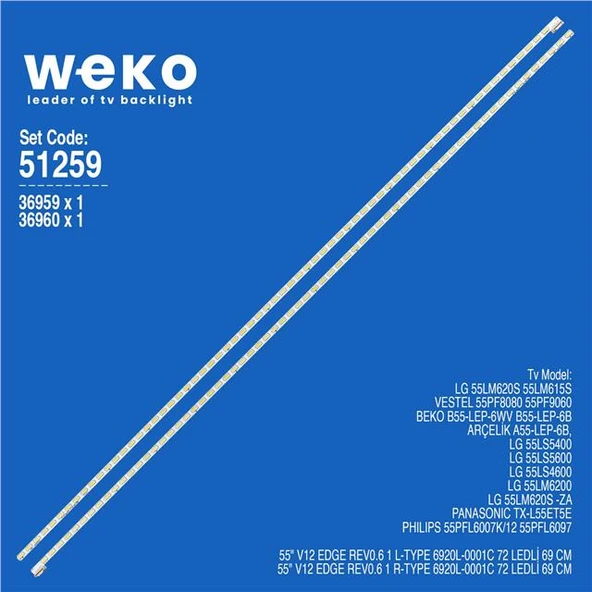 Beko B55-LEP-6WV B55-LEP-6B 55'' 2 Adet Tv Led Bar (Tvnizi açıp içindeki led barla birebir aynısı olduğunu görmeden almayınız. Sonrasında iade ALMAMAKTAYIZ.) ürün görseli 1
