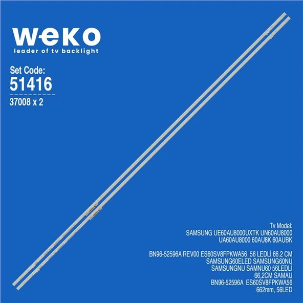 Samsung 60AU8K 60'' 2 Adet Tv Led Bar (Tvnizi açıp içindeki led barla birebir aynısı olduğunu görmeden almayınız. Sonrasında iade ALMAMAKTAYIZ.) ürün görseli 1