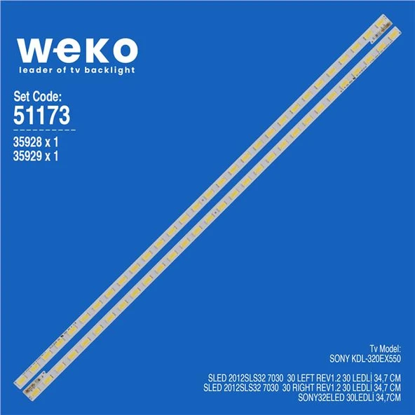 Sony KDL-320EX550 32'' 2 Adet Tv Led Bar (Tvnizi açıp içindeki led barla birebir aynısı olduğunu görmeden almayınız. Sonrasında iade ALMAMAKTAYIZ.) ürün görseli 1