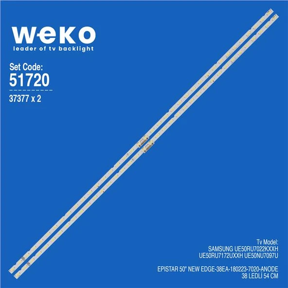 Samsung UE50NU7097U 50'' 2 Adet Tv Led Bar (Tvnizi açıp içindeki led barla birebir aynısı olduğunu görmeden almayınız. Sonrasında iade ALMAMAKTAYIZ.) ürün görseli 1