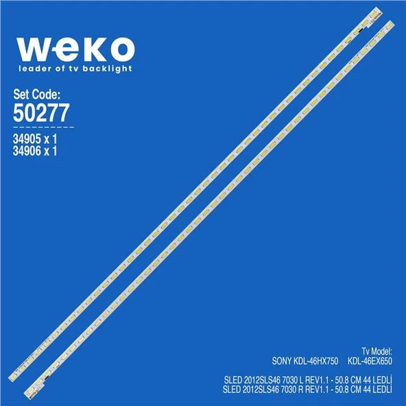 Sony Kdl-46HX750 46'' İnç 2 Adet Tv Led Bar (Tvnizi açıp içindeki led barla birebir aynısı olduğunu görmeden almayınız. Sonrasında iade ALMAMAKTAYIZ.) ürün görseli 1