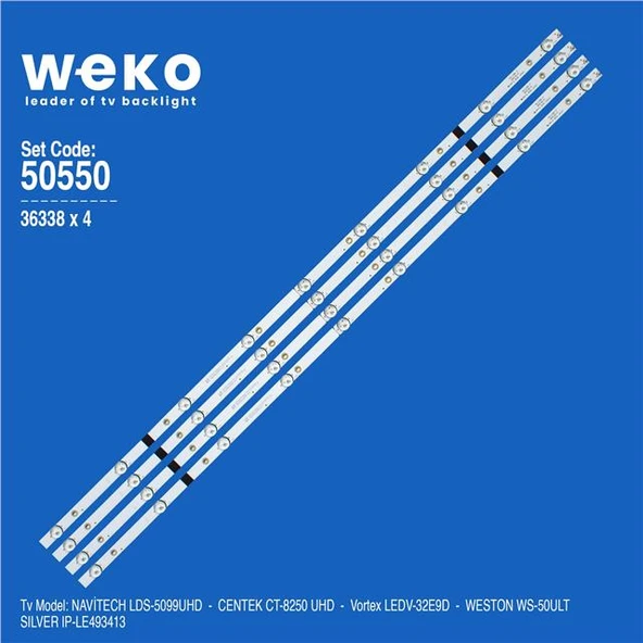 Centek CT-8250 Uhd 50'' İnç 4 Adet Tv Led Bar (Tvnizi açıp içindeki led barla birebir aynısı olduğunu görmeden almayınız. Sonrasında iade ALMAMAKTAYIZ.) ürün görseli 1