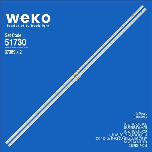 Samsung UE50TU8500UXXU 50'' 2 Adet Tv Led Bar (Tvnizi açıp içindeki led barla birebir aynısı olduğunu görmeden almayınız. Sonrasında iade ALMAMAKTAYIZ.) ürün görseli 1