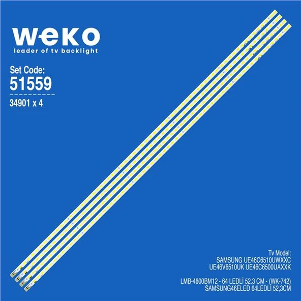 Samsung UE46C6510UWXXC 46'' İnç 4 Adet Tv Led Bar (Tvnizi açıp içindeki led barla birebir aynısı olduğunu görmeden almayınız. Sonrasında iade ALMAMAKTAYIZ.) ürün görseli 1