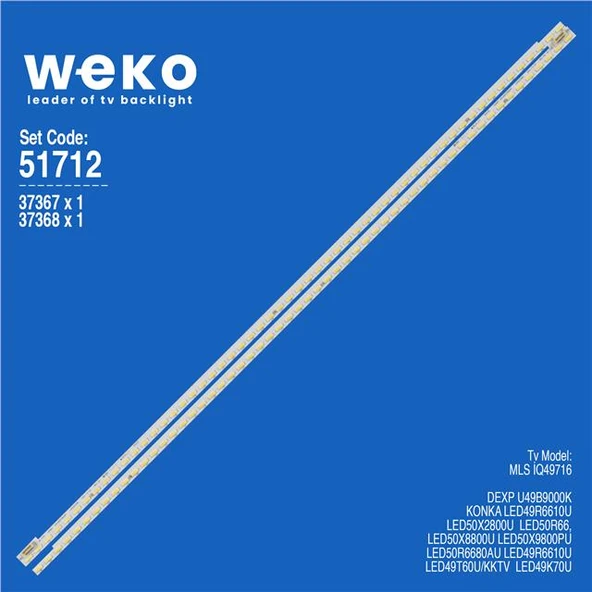 Konka LED50X9800PU 50'' 2 Adet Tv Led Bar (Tvnizi açıp içindeki led barla birebir aynısı olduğunu görmeden almayınız. Sonrasında iade ALMAMAKTAYIZ.) ürün görseli 1