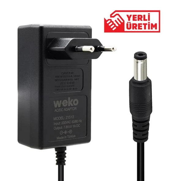 Weko 7.8 Volt - 1 Amper Priz Tip Adaptör 5.5*2.5 Uç ürün görseli 1