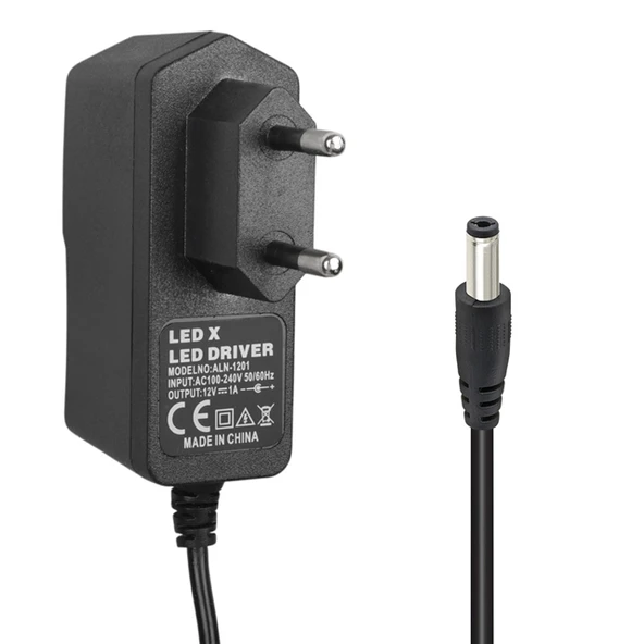 Powermaster PM-8118 12 Volt - 1 Amper 5.5*2.5 Mm Uçlu Plastik Kasa Priz Tipi Adaptör ürün görseli 1