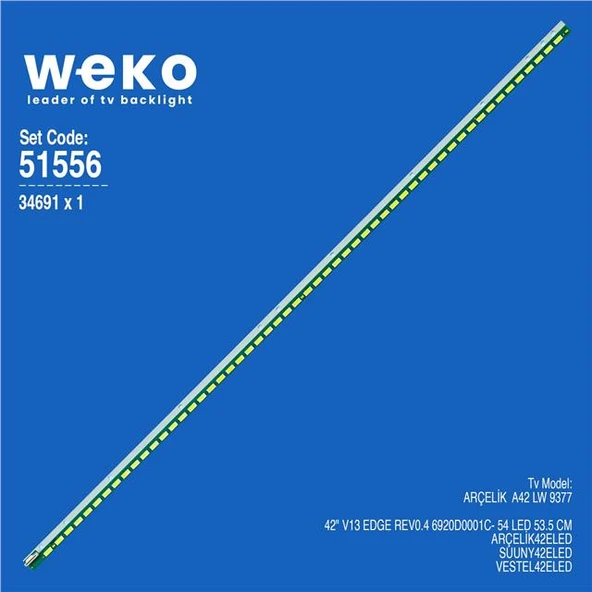 Wkset-6556 34691X1 42 V13 Edge Rev0.4  1 Adet Led Bar (54Led) (Tvnizi açıp içindeki led barla birebir aynısı olduğunu görmeden almayınız. Sonrasında iade ALMAMAKTAYIZ.) ürün görseli 1