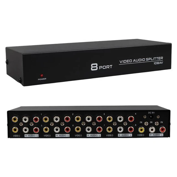 Powermaster PM-4832 8 Port Video Stereo Audio Dağıtıcı Çoğaltıcı 1024X768-85HZ ürün görseli 1