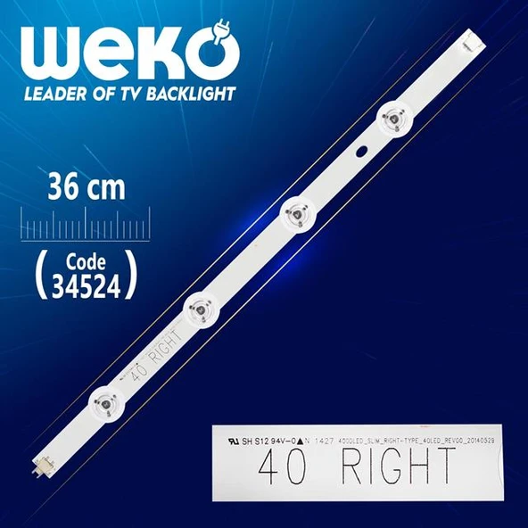 400Dled_Slım_Rıght-Type_40Led_Rev00 - 36 Cm 4 Ledli (Wk-620) ürün görseli 1