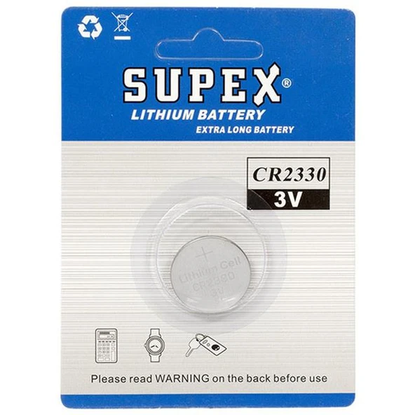 Supex CR2330 3 Volt Lityum Pil Tekli ürün görseli 1