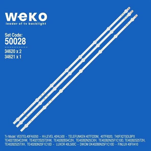WKSET-5028 34620X2 34621X1 17DLB40VXR1 - LB40017 3 ADET LED BAR (7+8LENS) (Tvnizi açıp içindeki led barla birebir aynısı olduğunu görmeden almayınız. Sonrasında iade ALMAMAKTAYIZ.) ürün görseli 1