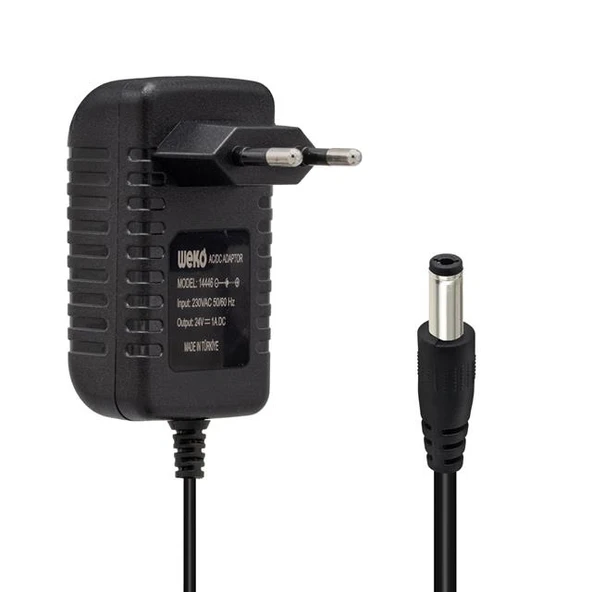 Weko 24 Volt 1 Amper 24 Watt Plastik Kasa Priz Tipi Adaptör (5.5X2.5 Uçlu) ürün görseli 1