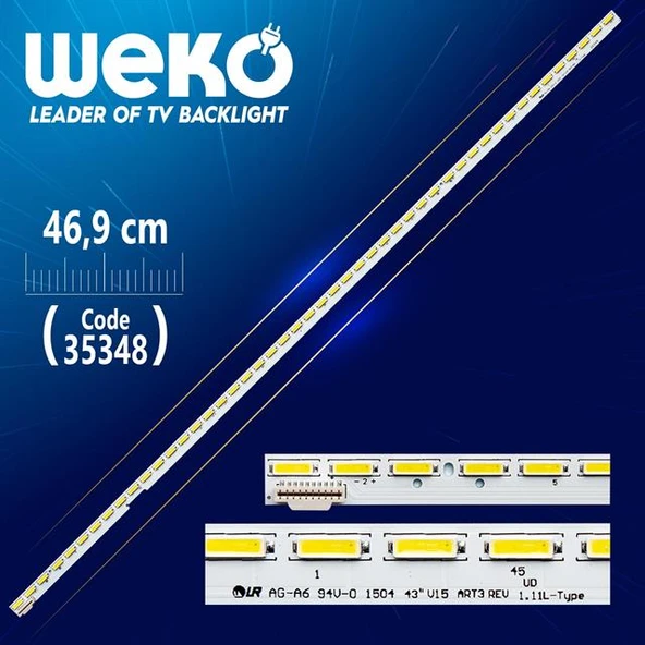 43'' V15 ART3 UD REV 1.1 1 R-TYPE - 46.9 Cm 48 Ledli - (WK-958) Tv Led Bar (Tvnizi açıp içindeki led barla birebir aynısı olduğunu görmeden almayınız. Sonrasında iade ALMAMAKTAYIZ.) ürün görseli 1