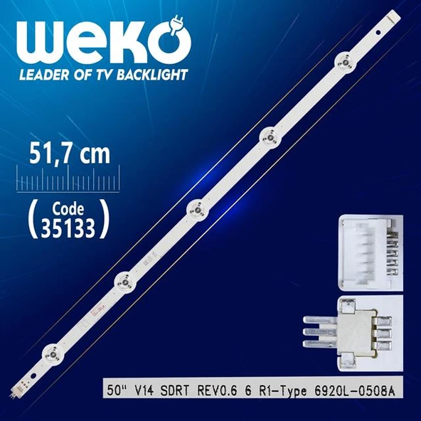 50'' V14 SDRT REV0.6 6 R1-TYPE 6920L-0508A - 51.7 Cm 5 Ledli - WK-399 Led Tv Bar ürün görseli 1