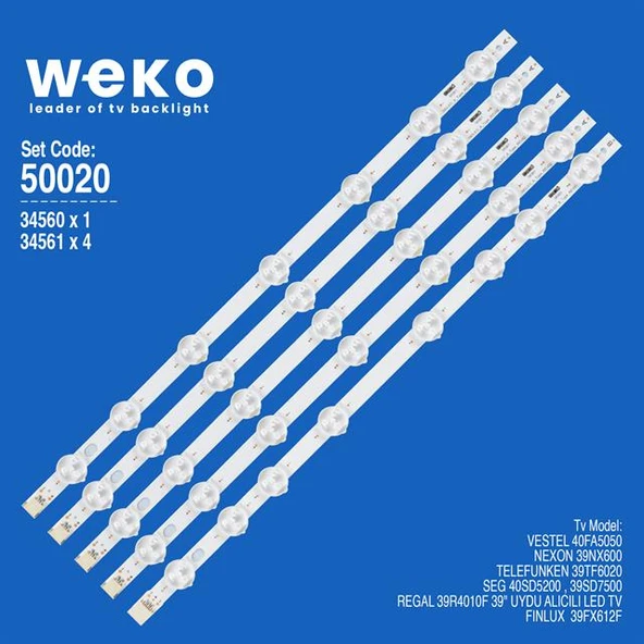 Wkset-5020 34560X1 34561X4 39Dled 5 Adet Led Bar (Tvnizi açıp içindeki led barla birebir aynısı olduğunu görmeden almayınız. Sonrasında iade ALMAMAKTAYIZ.) ürün görseli 1