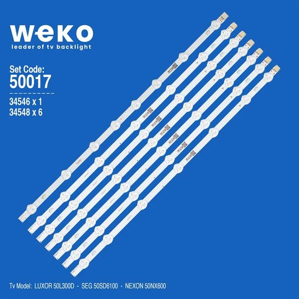 Wkset-5017 34546X1 34548X6 50Dled 7 Adet Led Bar (Tvnizi açıp içindeki led barla birebir aynısı olduğunu görmeden almayınız. Sonrasında iade ALMAMAKTAYIZ.) ürün görseli 1