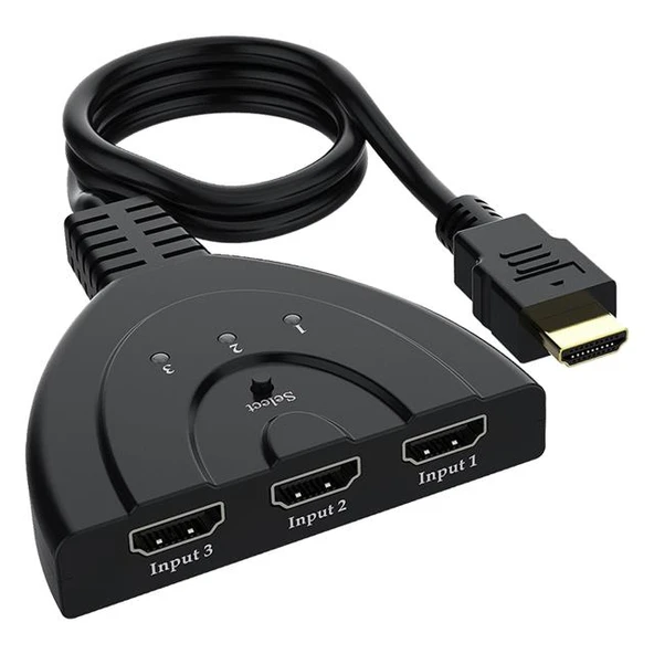 Powermaster PM-17229 3 Giriş 1 Çıkış HDMI Switcher Çoğaltıcı Toplayıcı Aparat 30 CM Kablolu Seçme Düğmeli ürün görseli 1