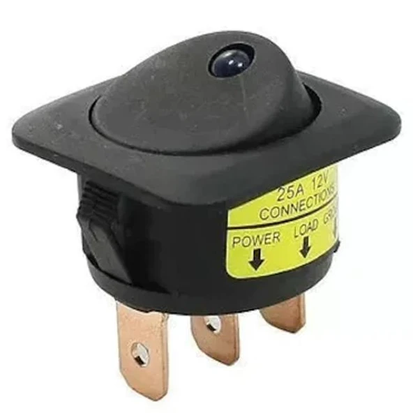 Powermaster IC-132D Işıklı 3 Pinli 12 Volt 25 Amper Açma-Kapama Anahtarı Kırmızı ürün görseli 1