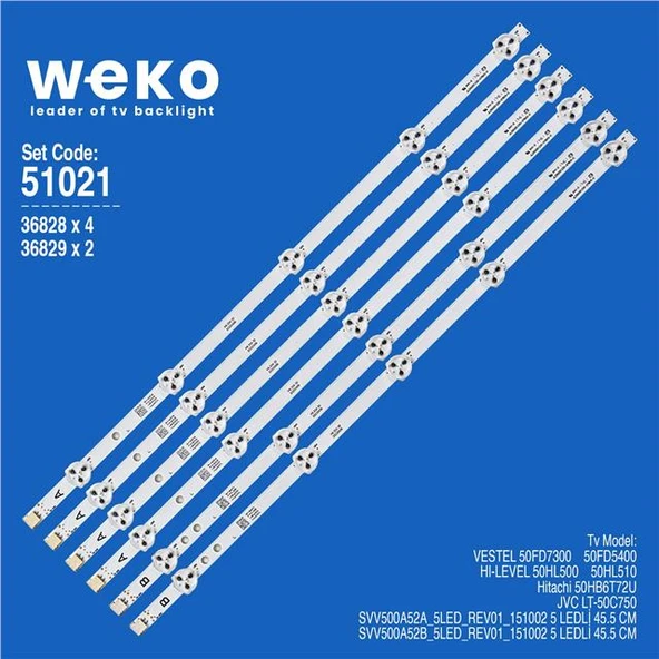 Hi-Level 50HL500 50'' İnç 6 Adet Tv Led Bar (Tvnizi açıp içindeki led barla birebir aynısı olduğunu görmeden almayınız. Sonrasında iade ALMAMAKTAYIZ.) ürün görseli 1