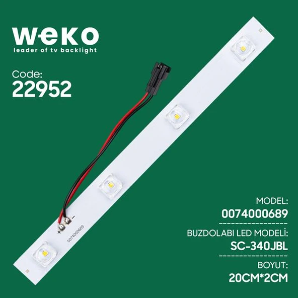 Buzdolabı İç Aydınlatma Ledi SC-340JBL 0074000689 4 Çipli Lensli ürün görseli 1