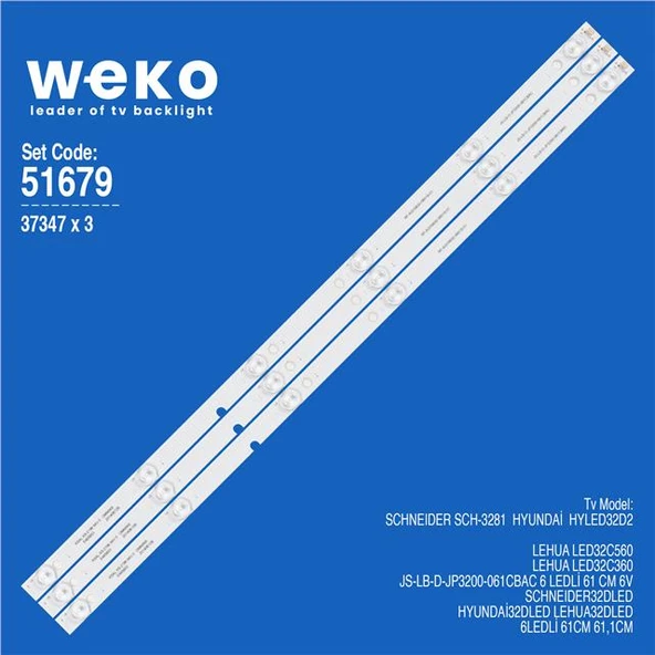 Wkset-6679 37347X3 Js-Lb-D-Jp3200-061Cbac  3 Adet Led Bar 6V (Tvnizi açıp içindeki led barla birebir aynısı olduğunu görmeden almayınız. Sonrasında iade ALMAMAKTAYIZ.) ürün görseli 1