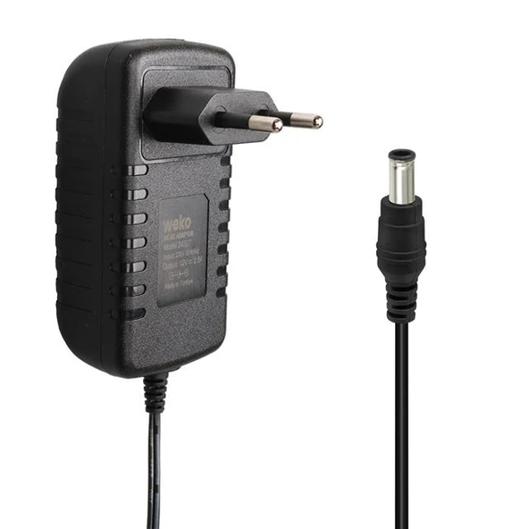 Weko WK-24327 12 Volt - 2.5 Amper 5.5*2.5 Uçlu Yerli Üretim Plastik Kasa Priz Tipi Adaptör ürün görseli 1