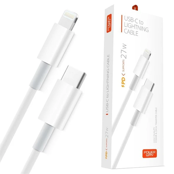 Powerway PD27 27W Type-C To Lightning Hızlı Şarj Ve Veri Kablosu ürün görseli 1