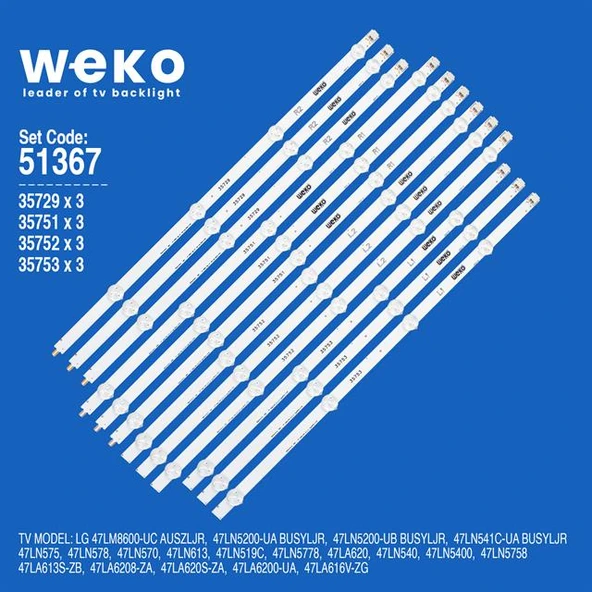 Wkset-6367 35729X3 51X3 52X3 53X347 Row2.1 Rev 0.7 1 12 Adet Led Bar (Tvnizi açıp içindeki led barla birebir aynısı olduğunu görmeden almayınız. Sonrasında iade ALMAMAKTAYIZ.) ürün görseli 1