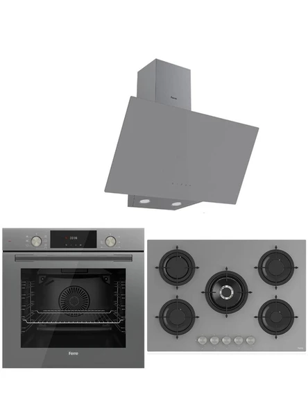 Flowart RS038 - QMS63CPR - D079 Gri 3'lü Ankastre Set ürün görseli 1