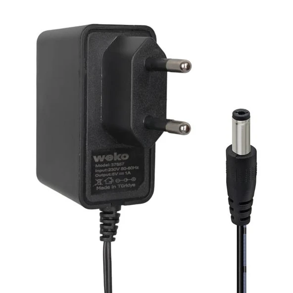 Weko WK-37857 Plastik Kasa 8 Volt - 1  Amper Yerli Üretim 5.5*2.5 Mm Uçlu Priz Tipi Adaptör ürün görseli 1