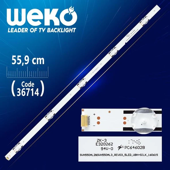 SVH550AL2 SV550AL3_REV03_5LED_UBH+SILK_160615 5 LEDLİ 55,9 CM - Tv Led Bar (Tvnizi açıp içindeki led barla birebir aynısı olduğunu görmeden almayınız. Sonrasında iade ALMAMAKTAYIZ.) ürün görseli 1
